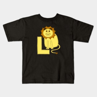 L is for Lion - Yellow L Initial Kids T-Shirt